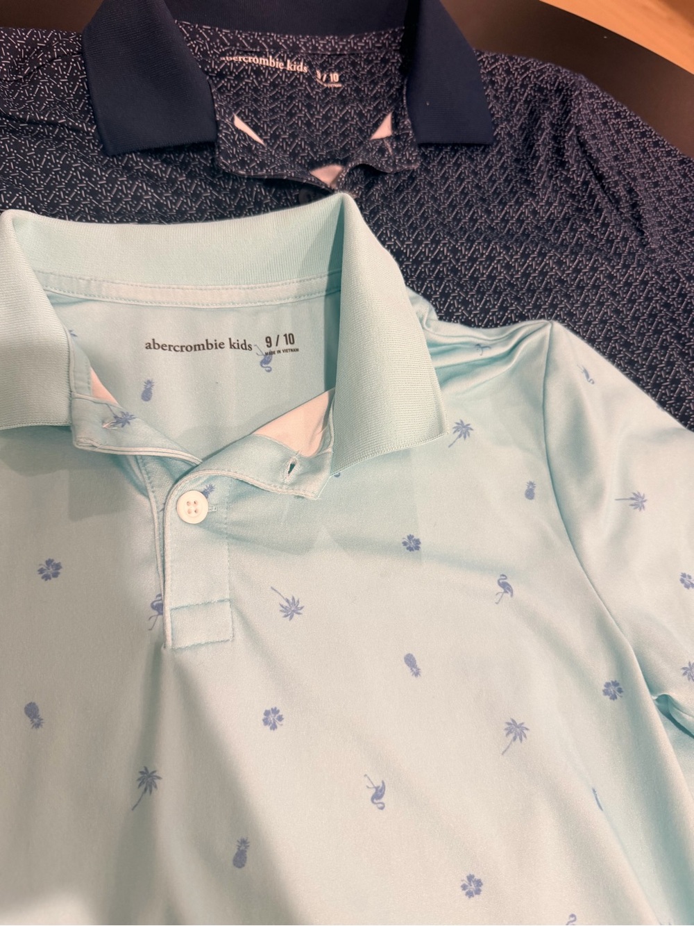 2 Abercrombie Kids Mint Polo with Tropical Print